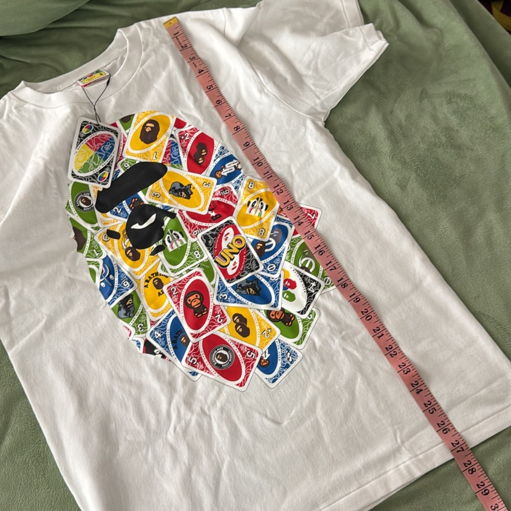 NEW & RARE!!!   BAPE X UNO APE HEAD TEE WHITE & playing cards. - Picture 4 of 9